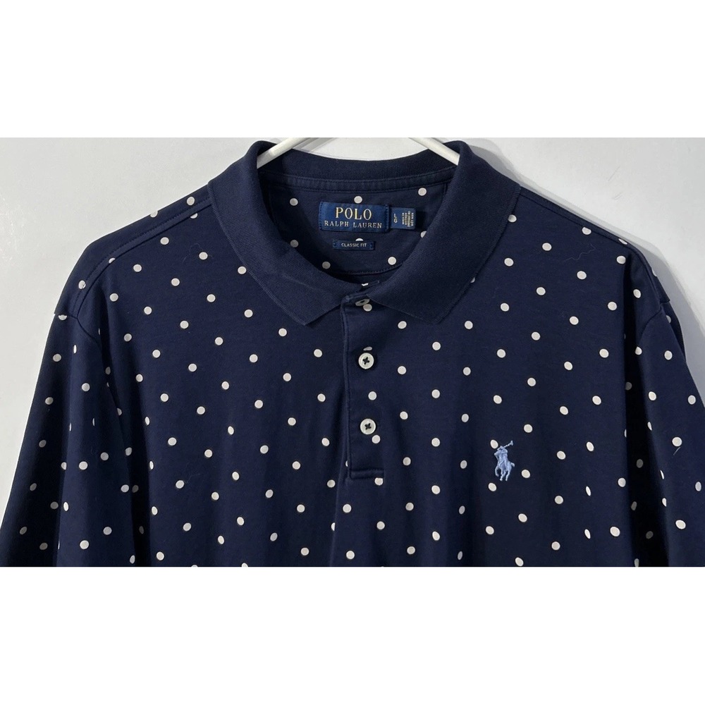 Mens Polo Ralph Lauren Polka Dot Classic Fit Polo Sz L Smooth Soft